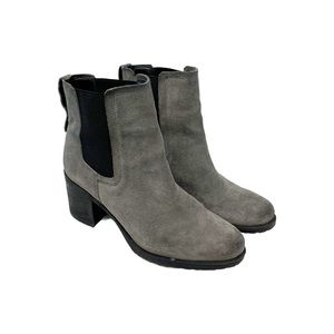Sam Edelman Hanley Gray Suede Leather Chelsea Heeled Ankle Boots Size 8